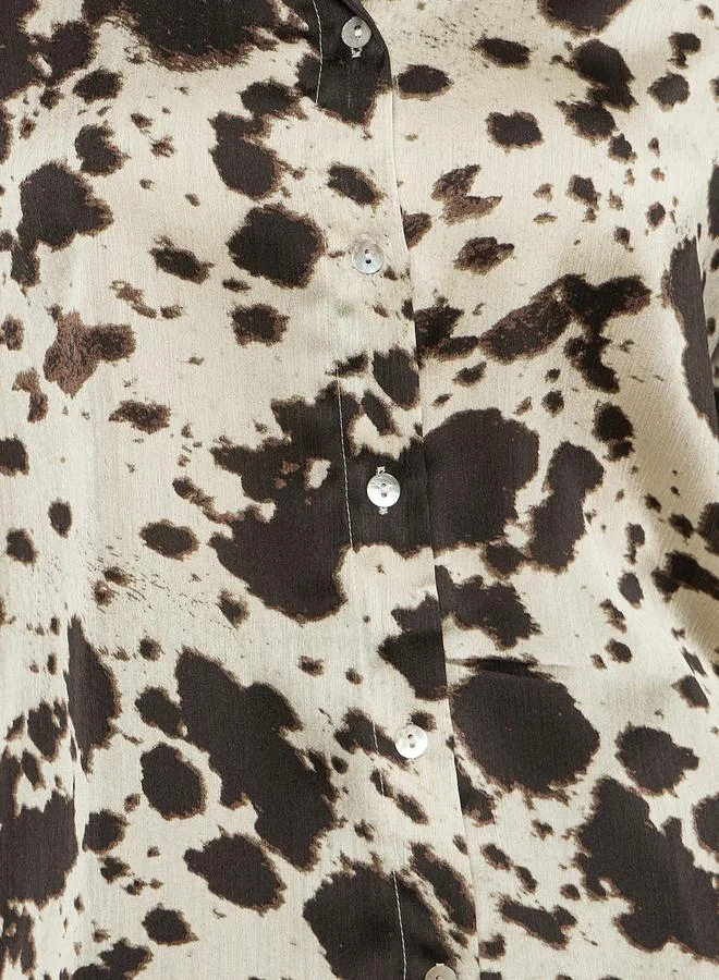 Styli All-Over Print Oversized Shirt with Overlap Detail