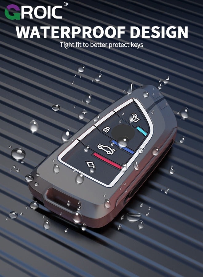 GROIC For BMW Key Fob Cover with Keychain, Zinc Alloy and Fluorescent Silicon Car Key Shell Case for BMW 1 3 4 5 6 7 Series X1 X2 X3 X5 X6 X7 M5 M6 GT3 GT5, Smart Key Holder Protector (B) - Image 5