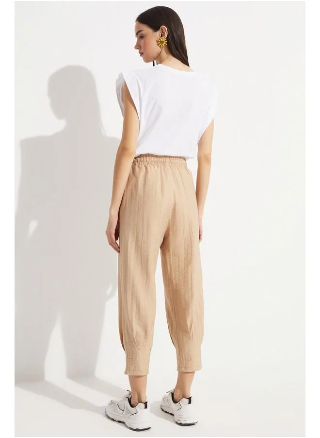 جون June Tie Detailed Trouser Beige