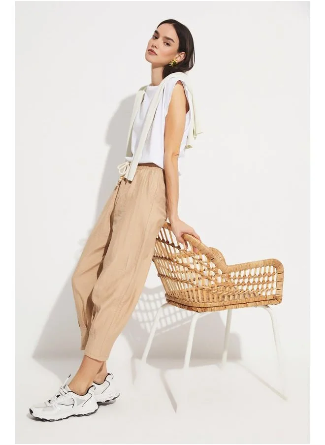 جون June Tie Detailed Trouser Beige