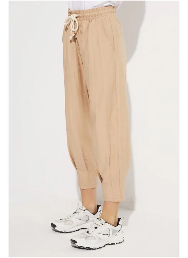 جون June Tie Detailed Trouser Beige
