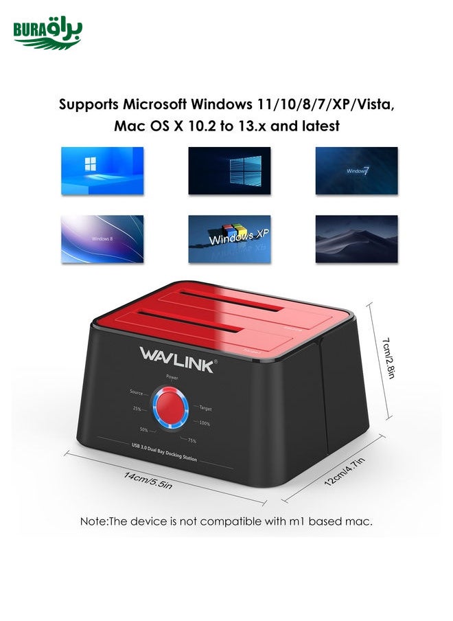 BURAQ - Wavlink ST334U SSD Dual Bay External Hard Drive Docking Station USB 3.0 to SATA I/II/III(US Plug) - Image 1