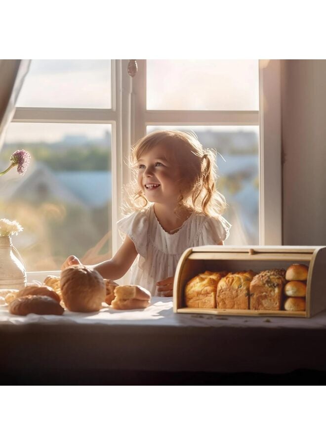 يُسلِّم صندوق خبز كبير الحجم مصنوع من الخيزران، يُستخدم في المطبخ لتخزين الطعام على سطح الطاولة. - Image 5