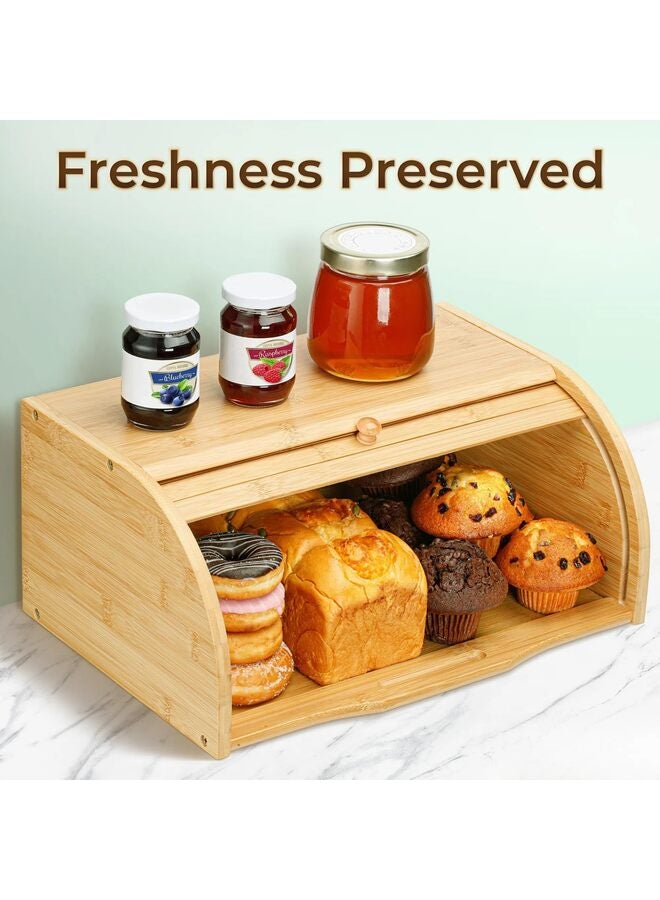 يُسلِّم صندوق خبز كبير الحجم مصنوع من الخيزران، يُستخدم في المطبخ لتخزين الطعام على سطح الطاولة. - Image 3