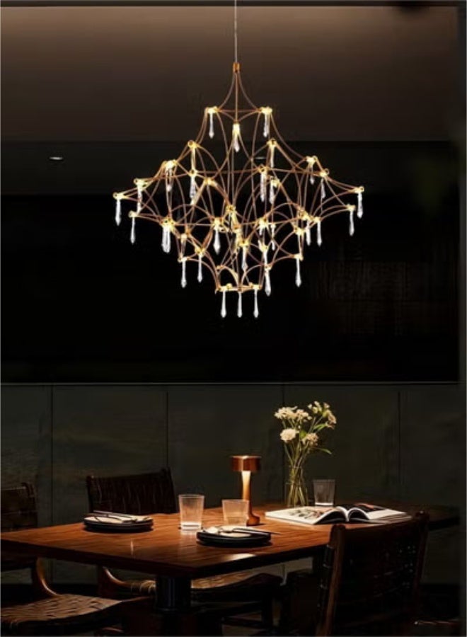 Large Modern Chandelier-Creative Bedroom Ceiling Chandeliers-Artistic 3D Crystal Cube Chandelier - Starry Sky Firefly LED chandelier Light , Chandalier Cristal Stone,Stainless Steel +High Quality K9 Crystal LED Light, Electroplated Luxury Modern Chandelier for Living Room, Dining Room, Bedroom Home Decor ，With Light Bulb/Light Source-Crystal Vintage Decor,Best Choice For Family,For Your Home-Classic Chandelier - Image 1