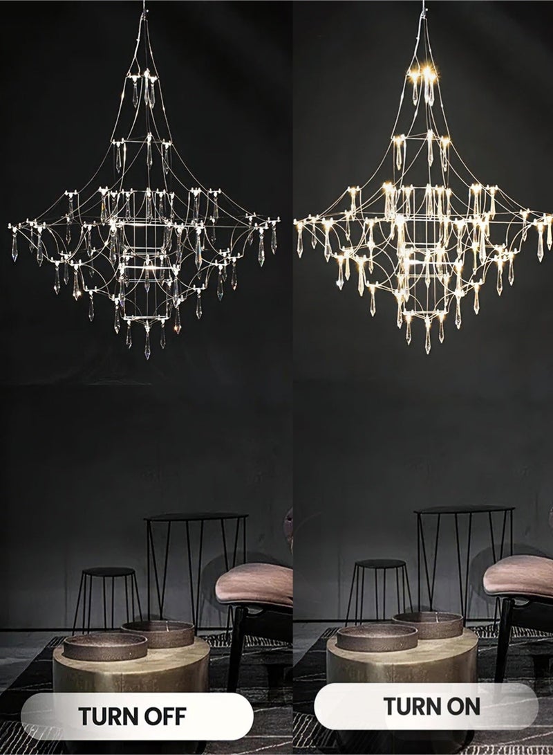 Large Modern Chandelier-Creative Bedroom Ceiling Chandeliers-Artistic 3D Crystal Cube Chandelier - Starry Sky Firefly LED chandelier Light , Chandalier Cristal Stone,Stainless Steel +High Quality K9 Crystal LED Light, Electroplated Luxury Modern Chandelier for Living Room, Dining Room, Bedroom Home Decor ，With Light Bulb/Light Source-Crystal Vintage Decor,Best Choice For Family,For Your Home-Classic Chandelier - Image 3
