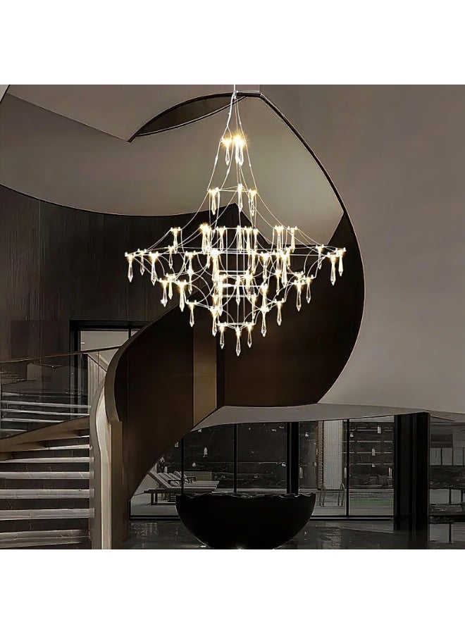 Large Modern Chandelier-Creative Bedroom Ceiling Chandeliers-Artistic 3D Crystal Cube Chandelier - Starry Sky Firefly LED chandelier Light , Chandalier Cristal Stone,Stainless Steel +High Quality K9 Crystal LED Light, Electroplated Luxury Modern Chandelier for Living Room, Dining Room, Bedroom Home Decor ，With Light Bulb/Light Source-Crystal Vintage Decor,Best Choice For Family,For Your Home-Classic Chandelier - Image 4