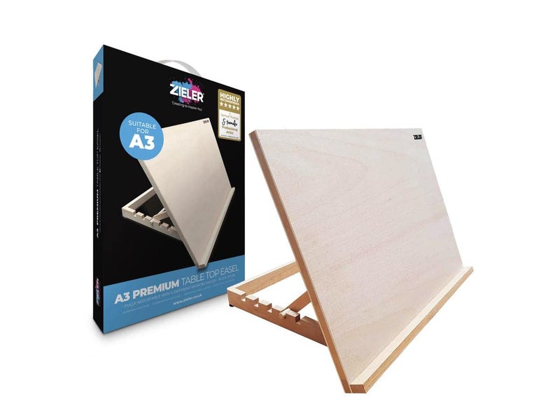Premium Adjustable Table Top Art EaselDesk Easel  by Zieler Ideal for Presentation Painting Crafting Calligraphy Sketching Drawing  Planning  Made from Beechwood  5 Different Angles A3