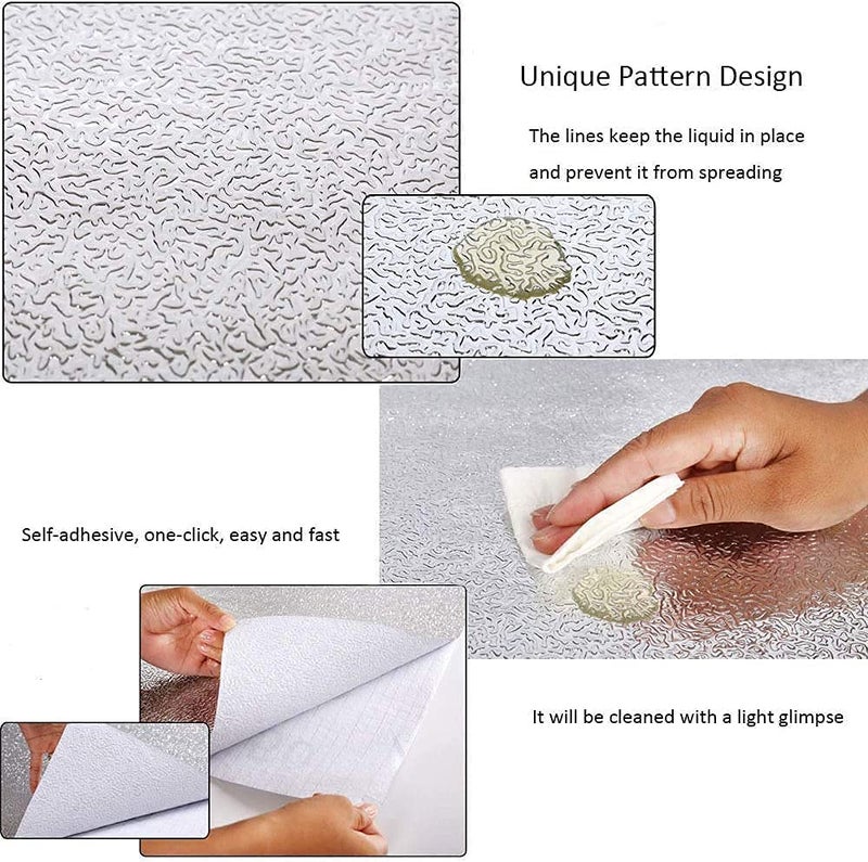 AMULAKH Heat Resistant Washable Peel and Stick Aluminium Foil Oil Proof Waterproof Kitchen Back Splash Wallpaper Stickers Creative Aluminium Paper for Home/Kitchen Sticky mat (2 Meter), Silver - Image 4