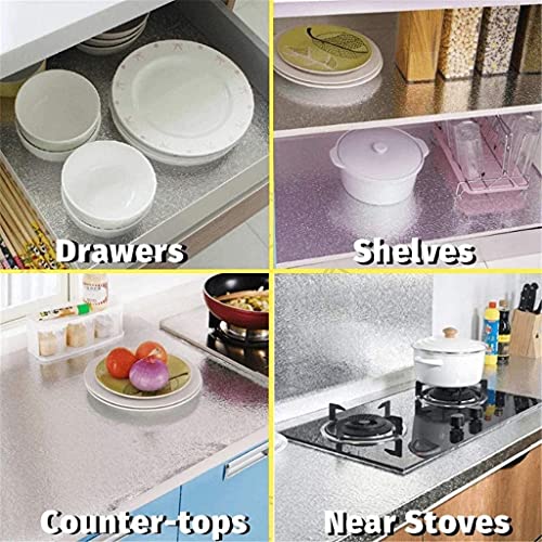 AMULAKH Heat Resistant Washable Peel and Stick Aluminium Foil Oil Proof Waterproof Kitchen Back Splash Wallpaper Stickers Creative Aluminium Paper for Home/Kitchen Sticky mat (2 Meter), Silver - Image 3