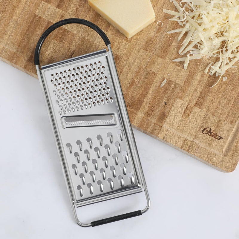 Oster Helmsdale Flat Cheese Grater With Anti-Slip Handle, Stainless Steel Zester/Multi-Functional Tool for Kitchen Preperation, Black - Image 3