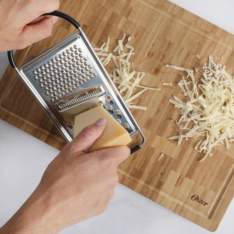 Oster Helmsdale Flat Cheese Grater With Anti-Slip Handle, Stainless Steel Zester/Multi-Functional Tool for Kitchen Preperation, Black - Image 2