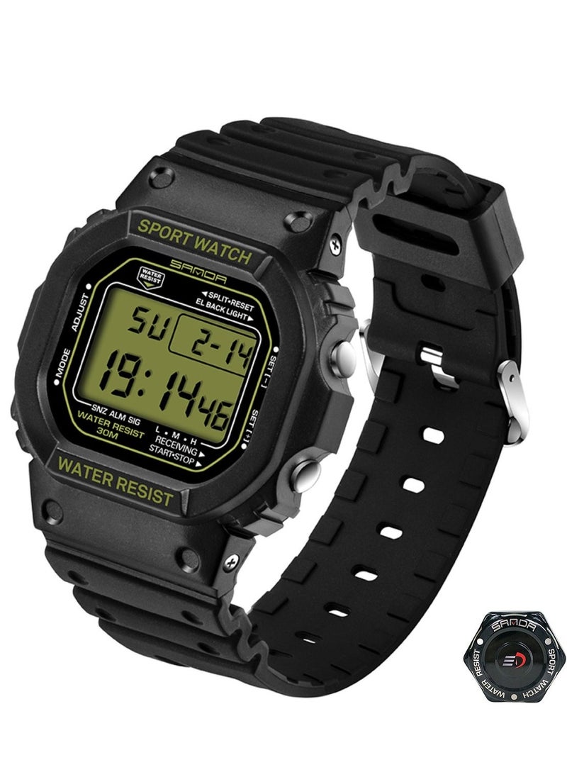 Sanda Watches for Men Water Resistant Digital Sports Watch 329 50mm Black With Gift Box - Image 1
