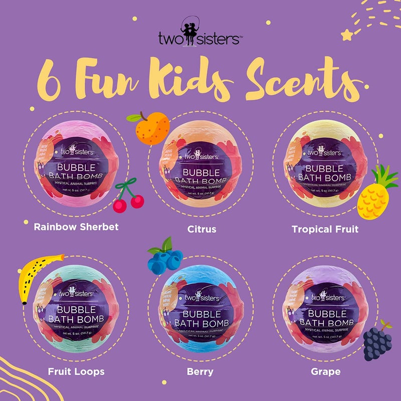 Two Sisters Mystical Bath Bombs for Girls and Boys with Surprise Toys Inside (6 Pack) - Large Bubble Bomb for Kids - Fruity Scents, Fizzies, Made in USA, Mystic Animal Squishy - Ideal Birthday Gift by Two Sisters - Image 3