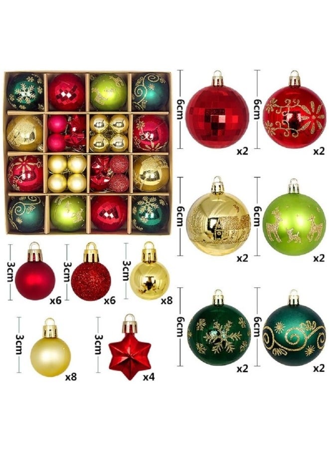 GGEROU 44Pcs Christmas Ball Ornaments Christmas Baubles Shatterproof Christmas Tree Balls Ornaments Hanging Decoration Assorted Ornament  - Image 2