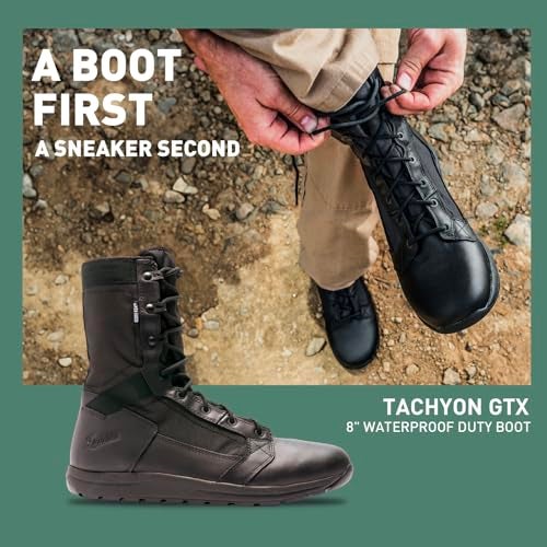 Danner Tachyon Gore-Tex 8" Tactical Boots for Men - Waterproof Full-Grain Leather & 500D Nylon with Speed Lace, Comfort Footbed, and Non Slip Traction Outsole, Black - 12 D - Image 2
