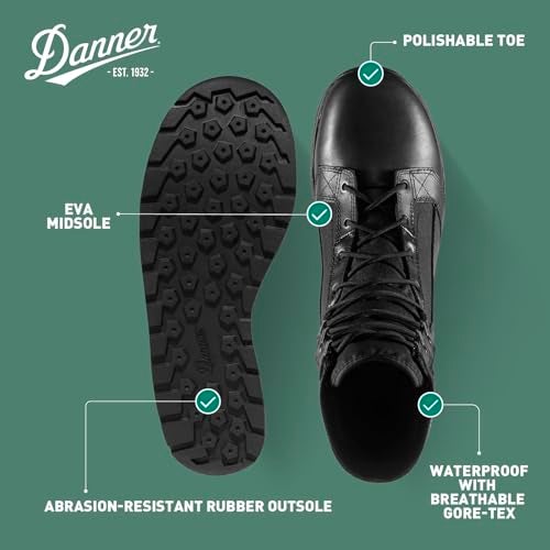 Danner Tachyon Gore-Tex 8" Tactical Boots for Men - Waterproof Full-Grain Leather & 500D Nylon with Speed Lace, Comfort Footbed, and Non Slip Traction Outsole, Black - 12 D - Image 4