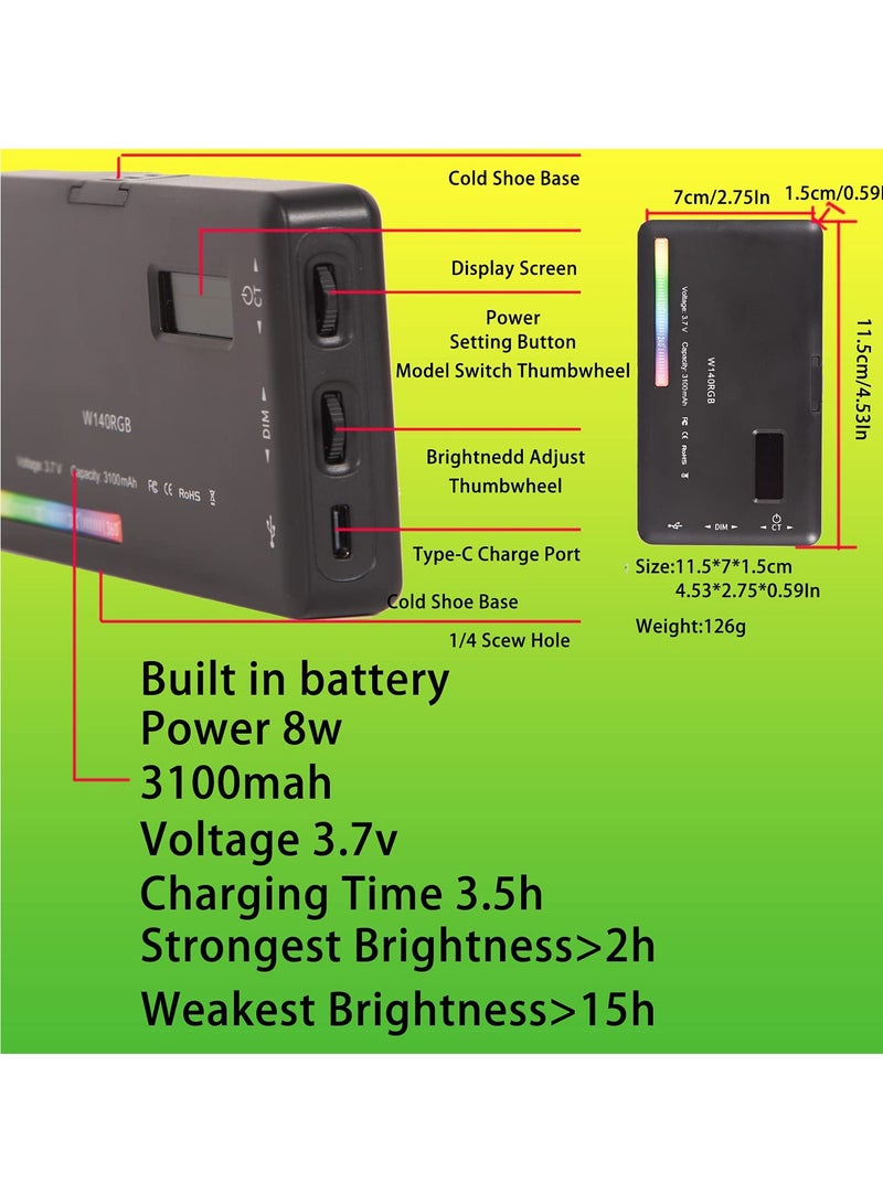 Excefore RGB LED Light for Camera Dimmable 360° Portable Battery 3100 mAh CRI95+ 2500K-9000K with Cold Shoe Mount Compatible Vlog Photography TikTok Living - Image 4