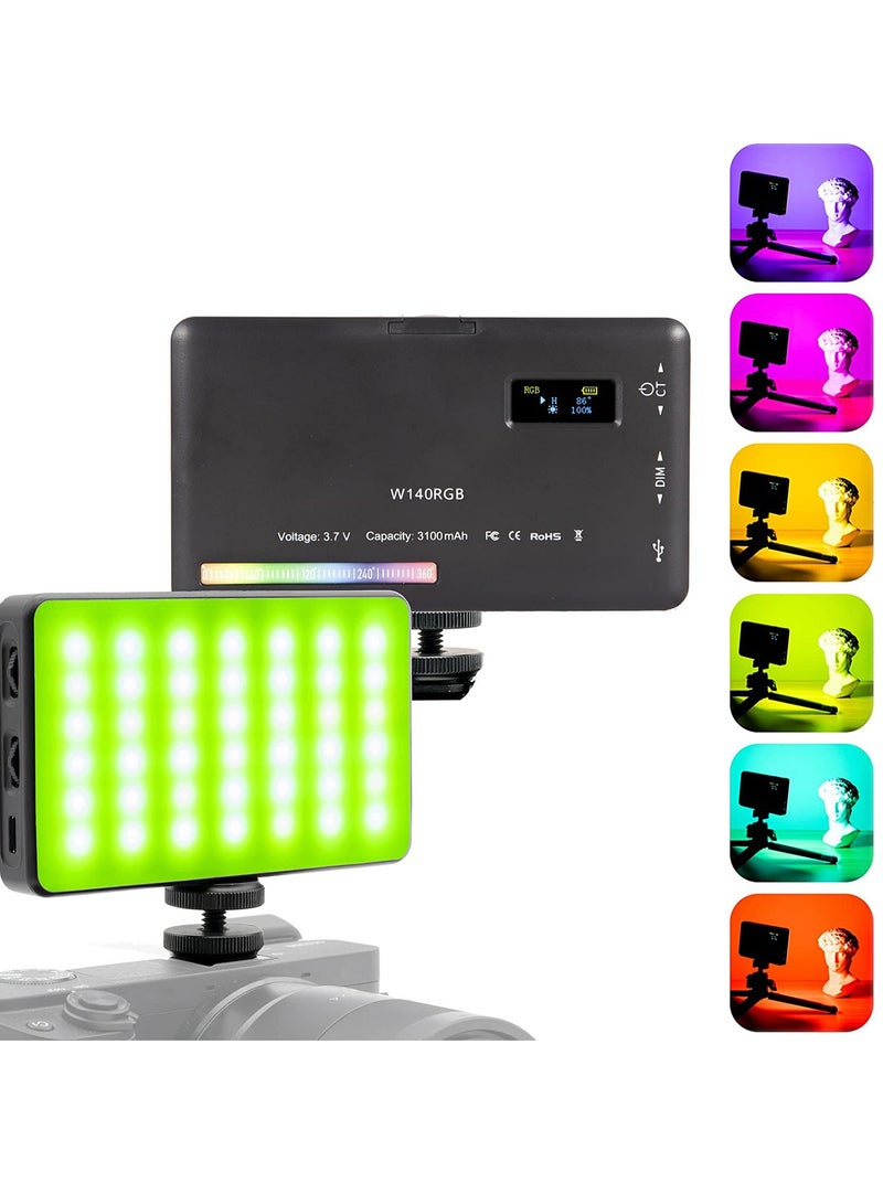 Excefore RGB LED Light for Camera Dimmable 360° Portable Battery 3100 mAh CRI95+ 2500K-9000K with Cold Shoe Mount Compatible Vlog Photography TikTok Living - Image 1