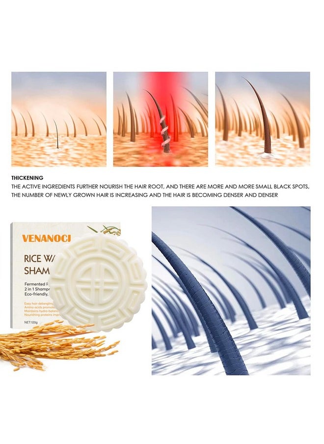 Venanoci - Venanoci Rice Water Shampoo Bar, 2-in-1 Fermented Rice Water Shampoo and Conditioner, Vegan, Sustainable, Anti-Hair Loss, Suitable for All Hair Types, Natural Ingredients, Unisex - Image 1