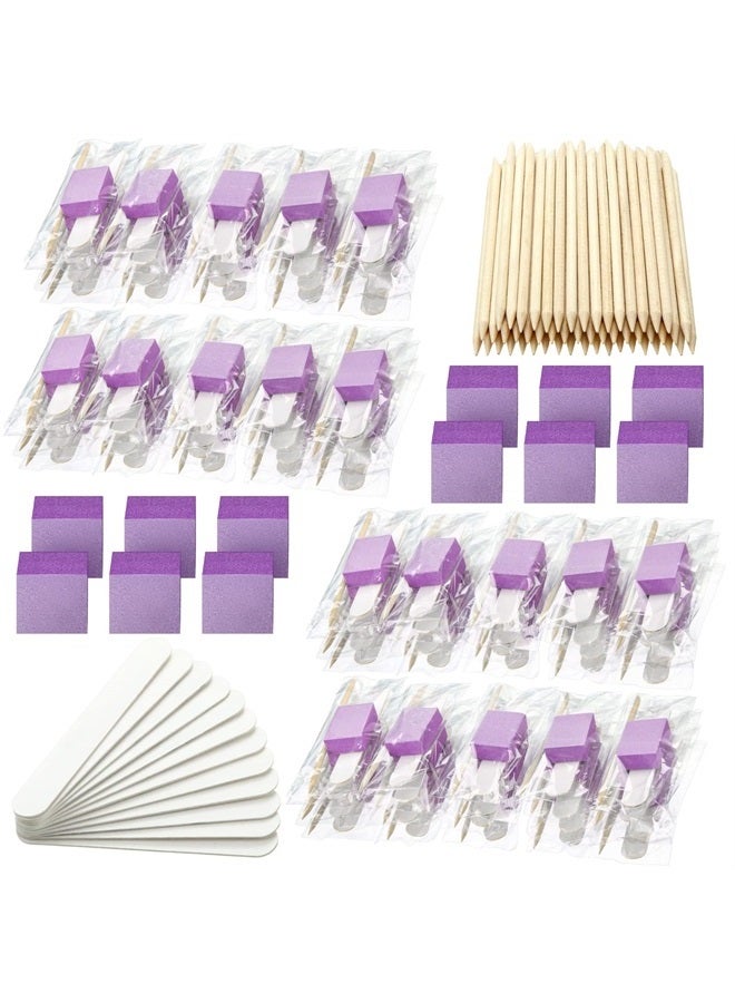 Leelosp 100 Sets Disposable Manicure Kit Includes Wood Nail File Wood Stick and Buffer Basics 3 Piece Nail Kit Manicure and Pedicure Kits Individually Package for Home Travel Salon Use  - Image 1