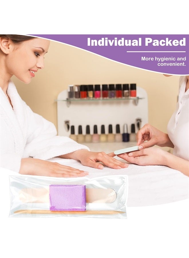 Leelosp 100 Sets Disposable Manicure Kit Includes Wood Nail File Wood Stick and Buffer Basics 3 Piece Nail Kit Manicure and Pedicure Kits Individually Package for Home Travel Salon Use  - Image 4