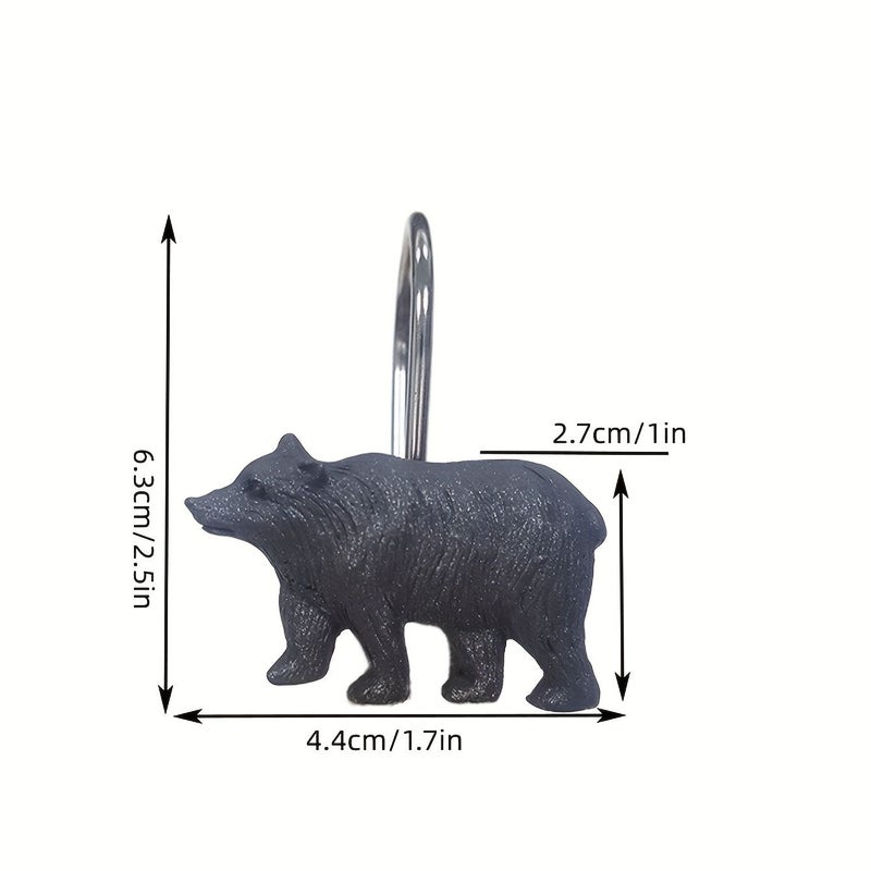 Black Forest Bear Shower Curtain Hooks 12Pcs Decorative Set - Image 3
