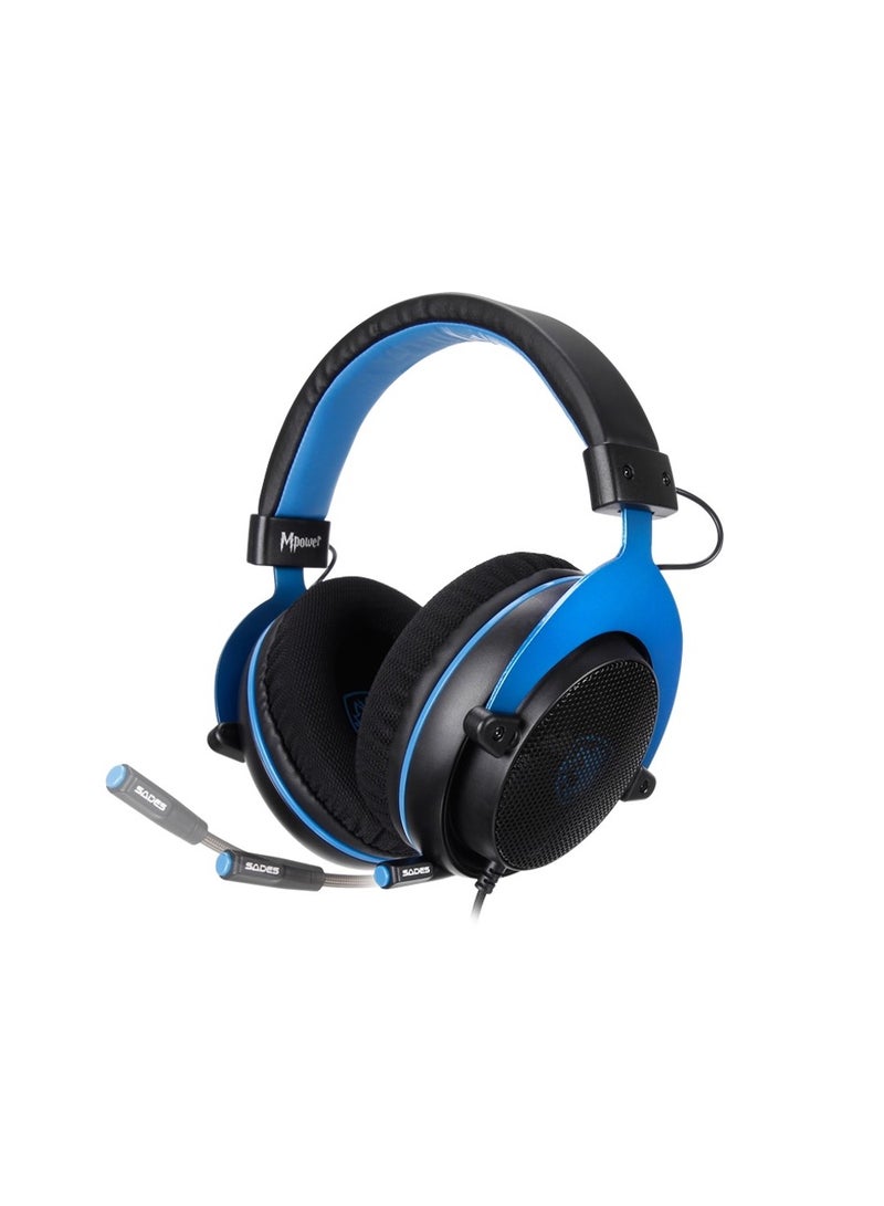 Sades (Sa-723-Blue) M Power Stereo Gaming Headset, 3.5Mm, Compatible - Ps4/ Ps5, Xbox One & Series X & Series S, Nintendo Switch & Lite, Vr, Mobile Devices, Pc/ Laptop - Image 1
