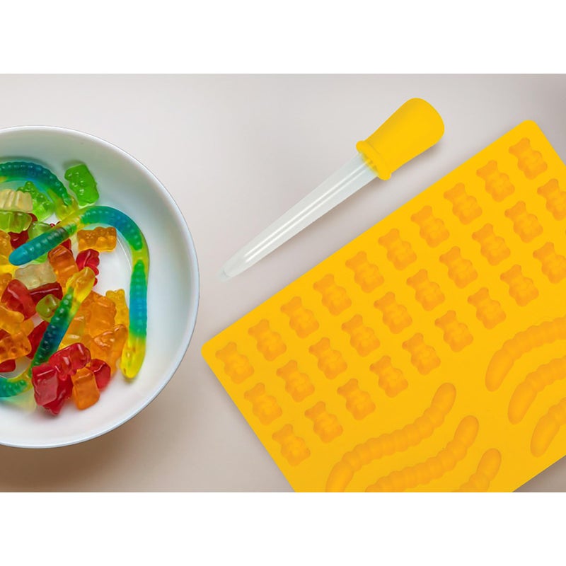 Mrs. Anderson's Baking Gummy Bear and Worm Mold with Dropper, Non-Stick LFGB Silicone - Image 3