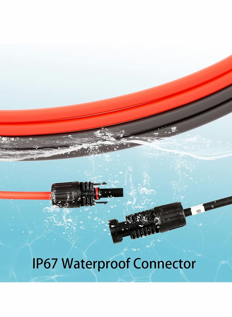 10FT 10AWG Waterproof Solar Panel Extension Cord, Female and Male Connector Adapter for Power Generation (Red/Black) - Image 3