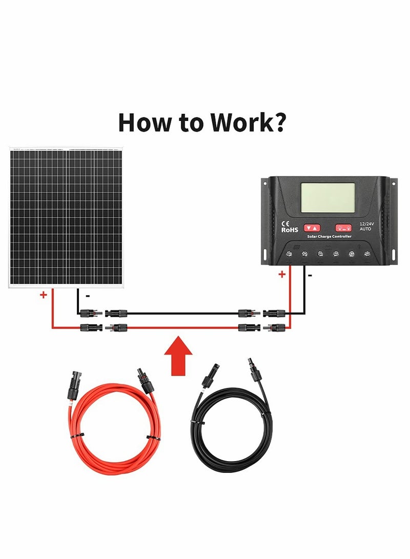 10FT 10AWG Waterproof Solar Panel Extension Cord, Female and Male Connector Adapter for Power Generation (Red/Black) - Image 5