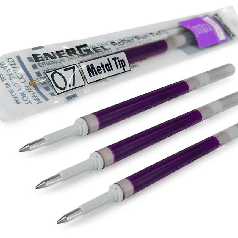Pentel 4 x PENTEL Energel 0.7mm Refill Metal Tip LR7 - Fits Energel Xm, BL77/BL57/BL37 - Violet - Image 5