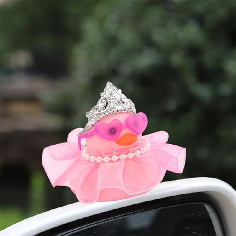 Car Rubber Duck Decoration Pink Car Accessories for Dashboard, Pink Pearl String - Image 5