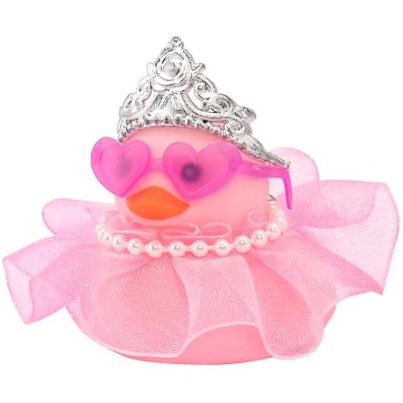 Car Rubber Duck Decoration Pink Car Accessories for Dashboard, Pink Pearl String - Image 1