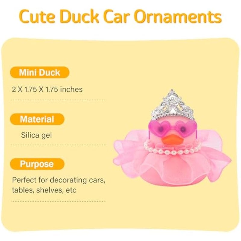 Car Rubber Duck Decoration Pink Car Accessories for Dashboard, Pink Pearl String - Image 4