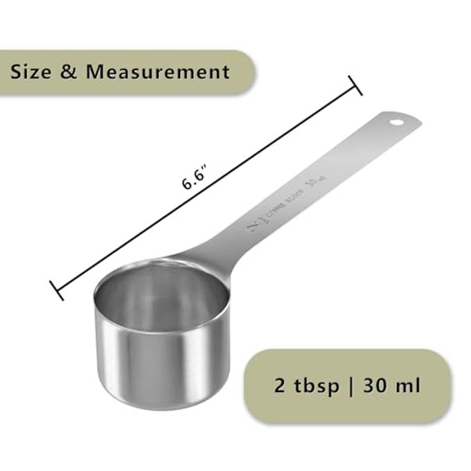 LEIFENY 1PCS 2 Tablespoon(2tbsp, 30ml, 1/8cup) Coffee Scoop, Long Handle Measuring Spoon, Stainless Steel Scooper - Image 2