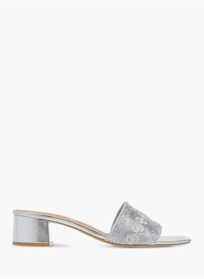 Celeste Womens Embellished Slip-On Sandals With Block Heels Ramadan Collection