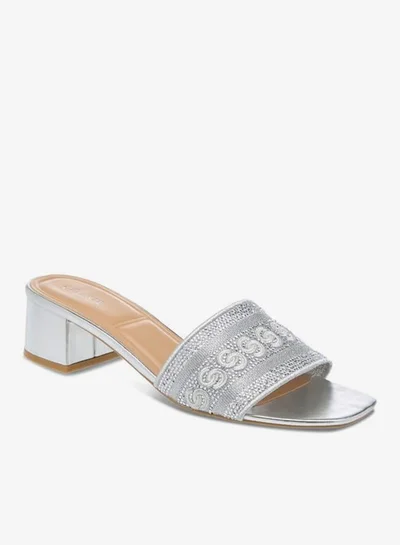 سيليست صنادل نسائية سهلة الارتداء بكعب عريض مزين