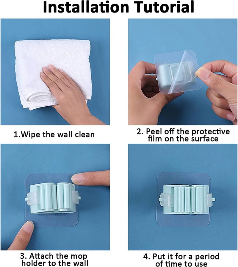 PUNZONE Punzone Self Adhesive Holder Wall Mounted Seamless Broom Hanger Clip Storage Racks Hanging Punch Bathroom Stickers Mop Rack Pack of 6 Random Colour - Image 3