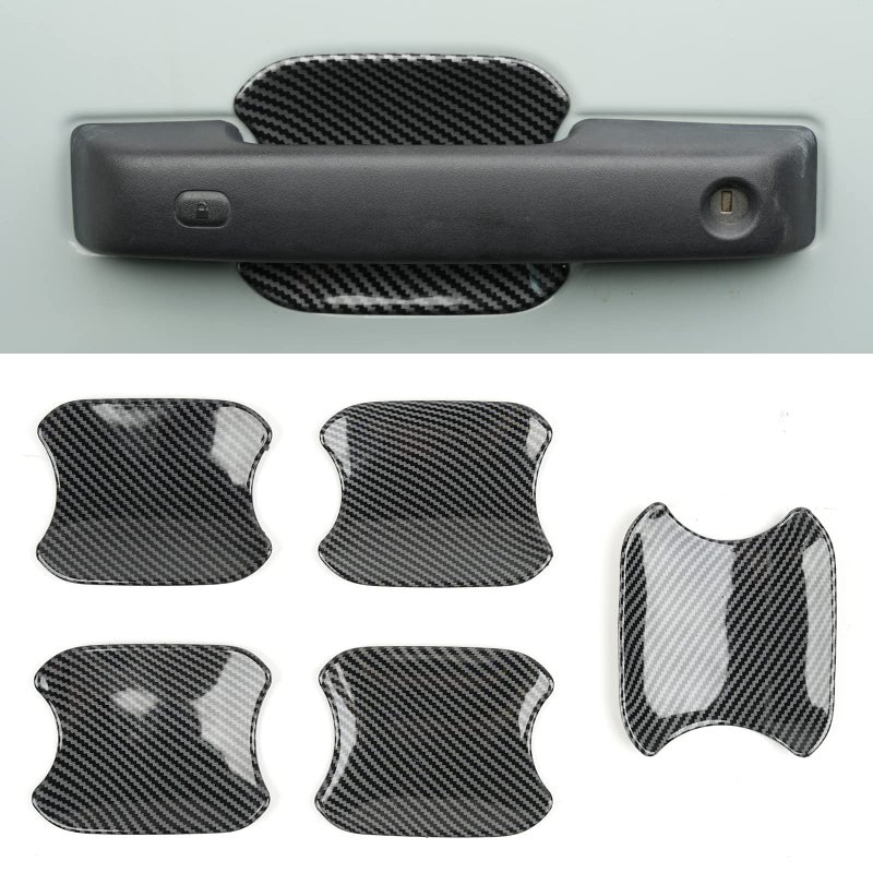 LitMiRaCle Car Door Bowl Scratch Protector for Ford Bronco Exterior Door Handle Bowl Cover Protection Trim Accessories Compatible with Ford Bronco 2021 2022 2023 4 Doors Carbon Fiber - Image 3
