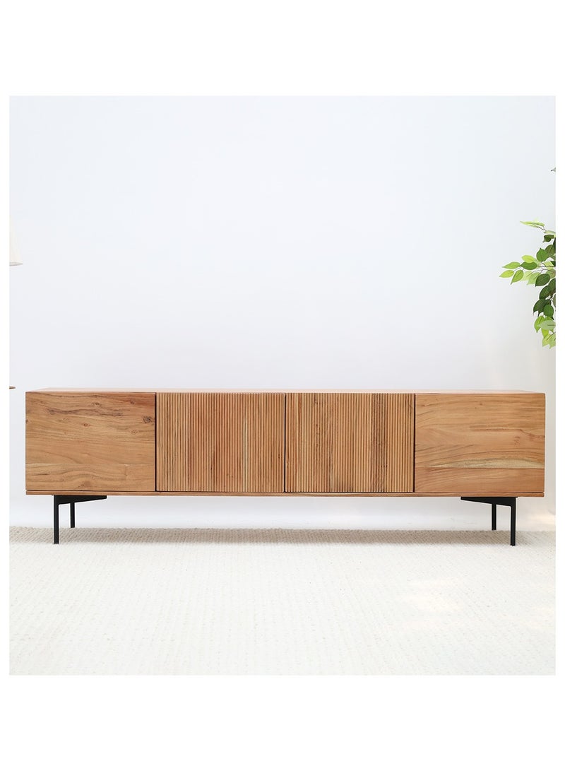 Ramsha Wooden TV Cabinet with Storage – Solid Acacia & Metal Base For Living room - Image 1