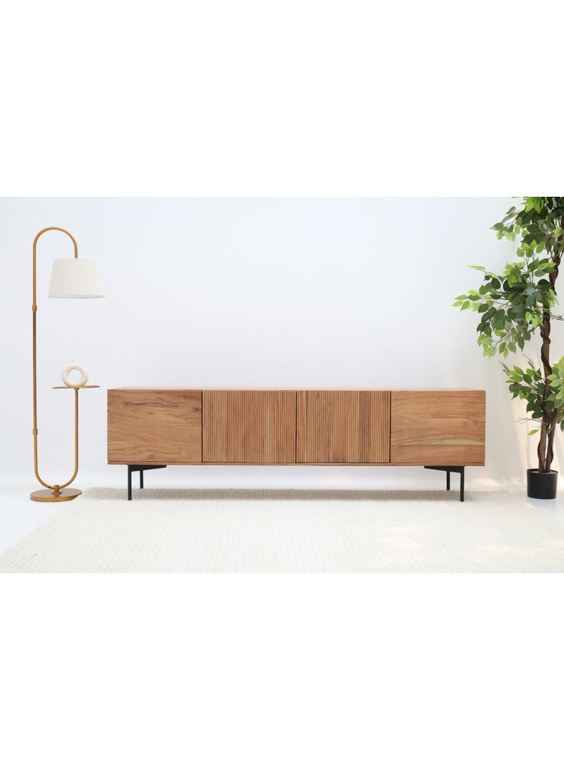 Ramsha Wooden TV Cabinet with Storage – Solid Acacia & Metal Base For Living room - Image 3