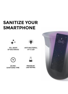 LEXON OBLIO Wireless Phone Charger with UV Light Sanitizer, QI Certified Fast Charging Station 10W and clinically Proven Cell Phone Cleaner, Compatible with iPhone & Android, Unique Design - Gold  - Image 3