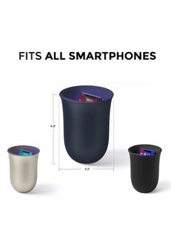 LEXON OBLIO Wireless Phone Charger with UV Light Sanitizer, QI Certified Fast Charging Station 10W and clinically Proven Cell Phone Cleaner, Compatible with iPhone & Android, Unique Design - Gold  - Image 4