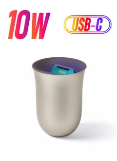 LEXON OBLIO Wireless Phone Charger with UV Light Sanitizer, QI Certified Fast Charging Station 10W and clinically Proven Cell Phone Cleaner, Compatible with iPhone & Android, Unique Design - Gold  - Image 1