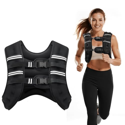 Cavry Weighted Vest 8lb12lb16lb20lb25lb30lb Weight Vest with Two Adjustment Straps for Men Women Body Weight Vests Adjustable with Reflective Stripe for Strength Training Running Training Workout Jogging Walking12LB - Image 1