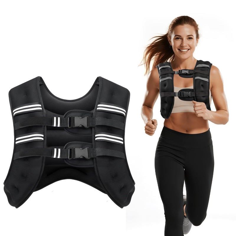 Cavry Weighted Vest 8lb12lb16lb20lb25lb30lb Weight Vest with Two Adjustment Straps for Men Women Body Weight Vests Adjustable with Reflective Stripe for Strength Training Running Training Workout Jogging Walking12LB - Image 2