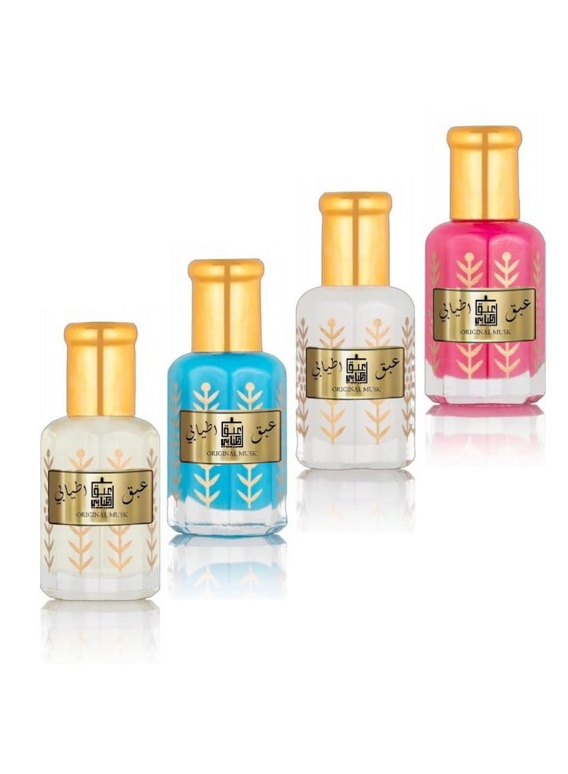 ABAQ ATYABI Musk Collection, Snow White Powder, Tahara White, Rose Musk, Johnson's Powder 4 in 6 ml 