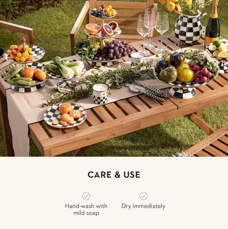 mackenzie childs مجموعة أدوات تناول الطعام مكونة من 3 قطع من ماكنزي تشايلدز - شوكة وملعقة وسكين بتصميم بلاك أند وايت كورتلي تشيك - Image 5