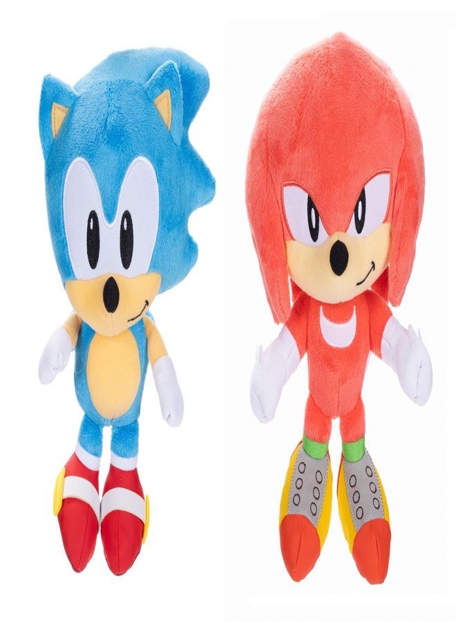 Sonic The Hedgehog 9" Plush 2-Pack, Sonic & Knuckles Collectible Stuffed Toy - Image 1